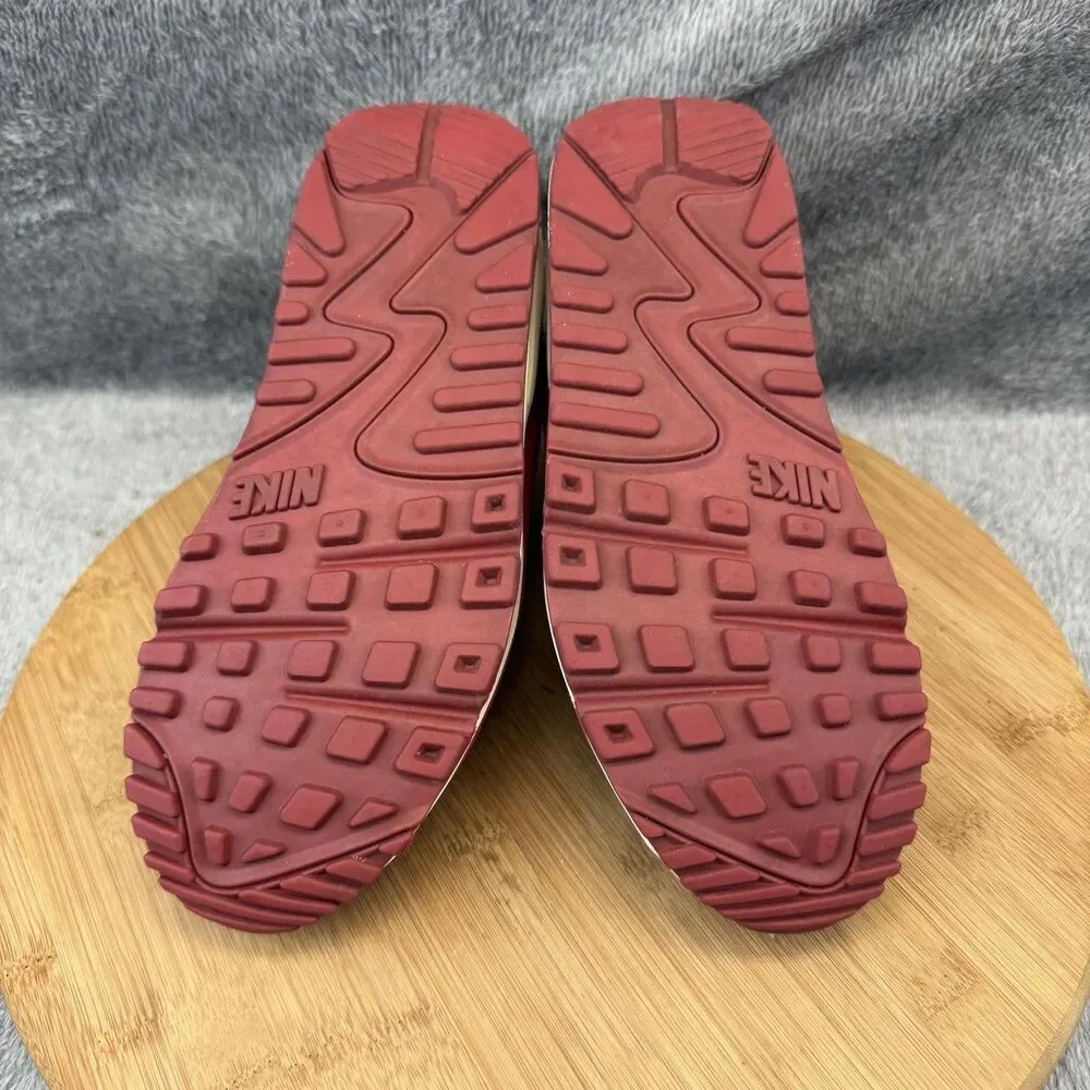 Nike Air Max 90 Shoes Womens Size 6 Red Quilted Suede Sneakers 443817-601